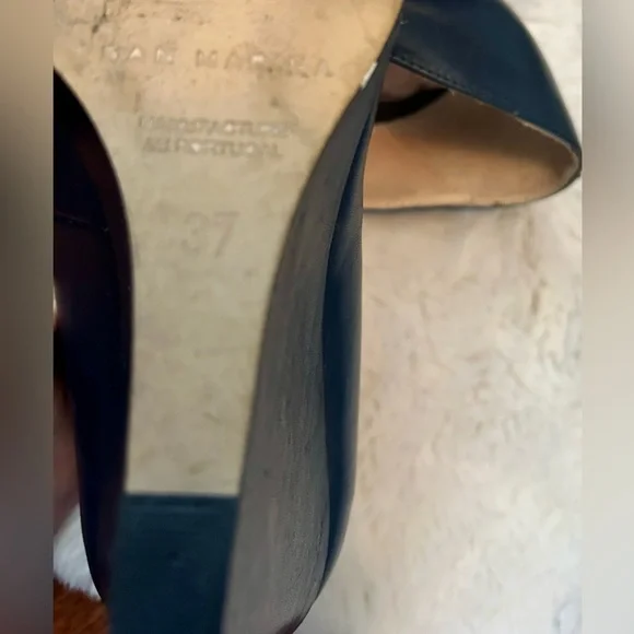 San Marina Navy Wedge Pointed Toe Heels Pump - Picture 10 of 10